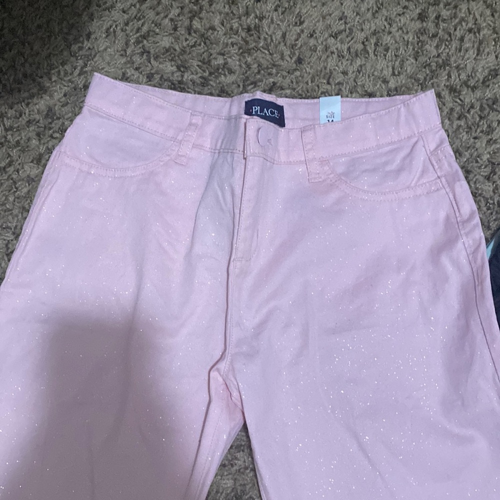 Glittery jeans from children's place size 14 girls pink with glitter